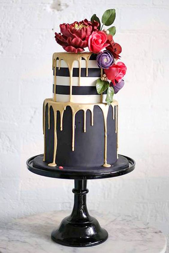 Black and White Drip Wedding Cakes