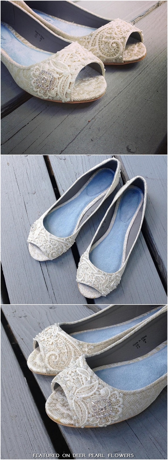 French Knotwork Lace Peep Toe Flats