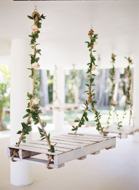 Fun with florals rustic weddng swings