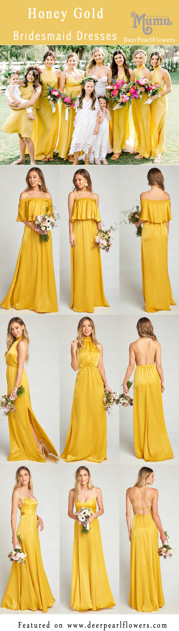 Honey gold yellow bridesmaid dresses from showmeyourmumu