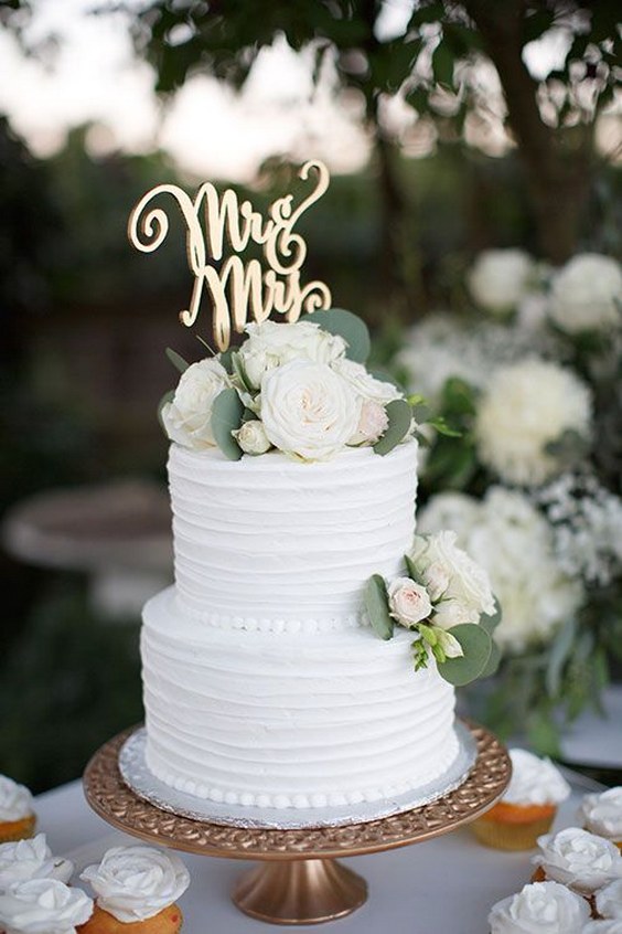 Two-Tier White Wedding Cake