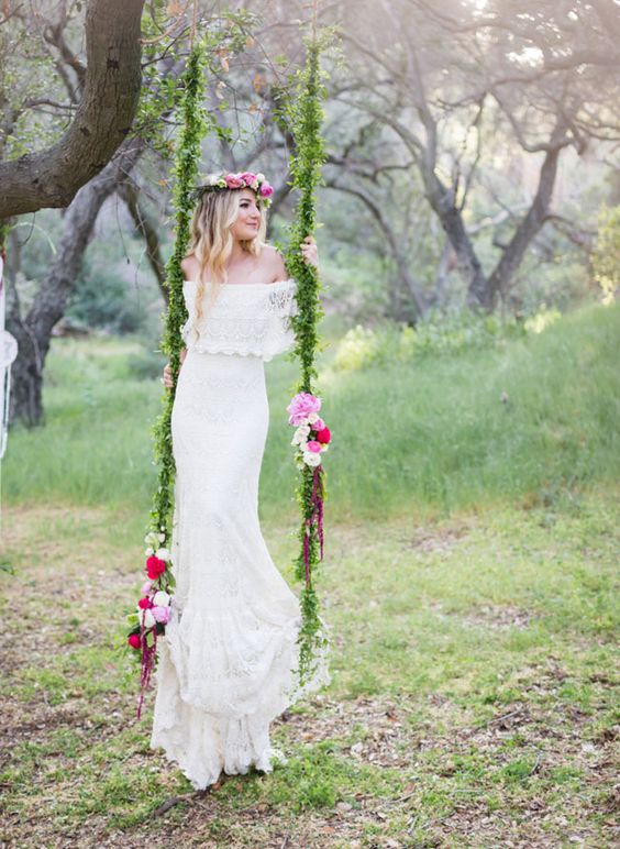 floral boho wedding swing