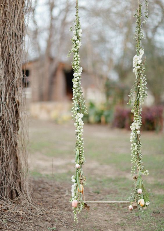 rustic outdoor garden wedding swing