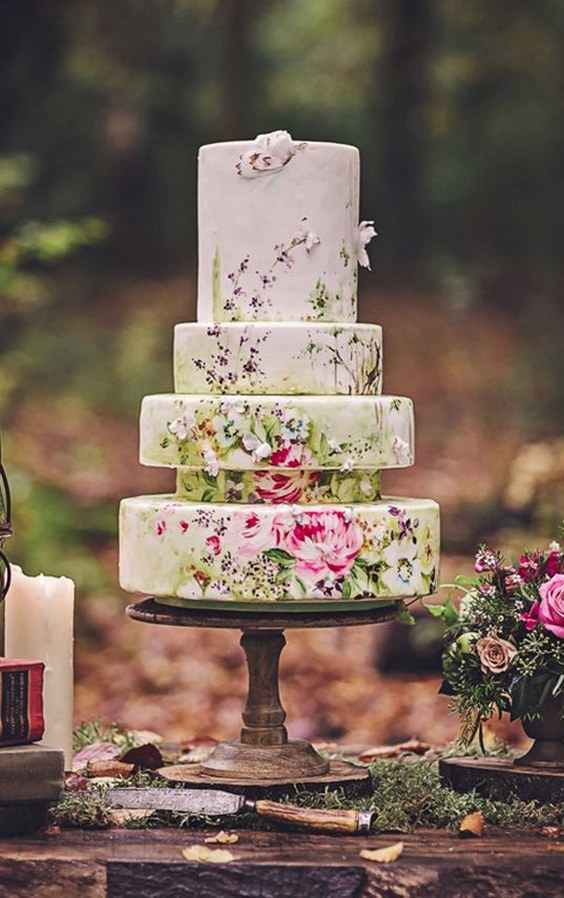 spring printed wedding cake via Matthew Bishop Photography + Never-Pie Cakes