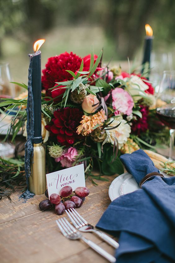 Autumn Vineyard Inspiration - navy, black, red and gold