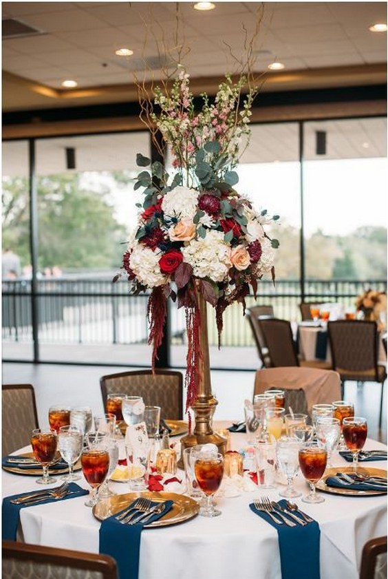 Burgundy and Blush Wedding Centerpiece