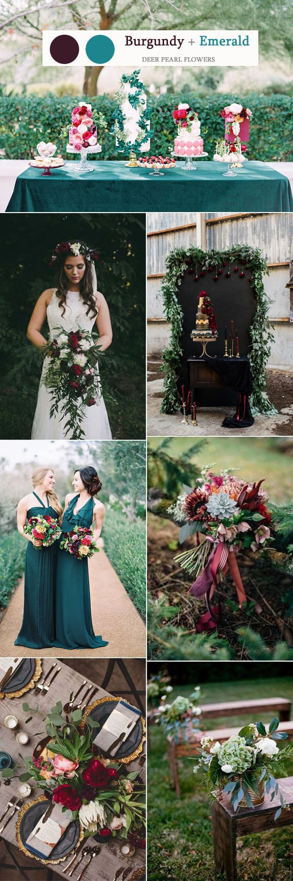 Burgundy and emerald wedding color ideas
