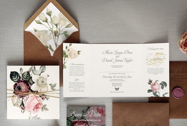 English Garden Luxury Folding Wedding Invitations