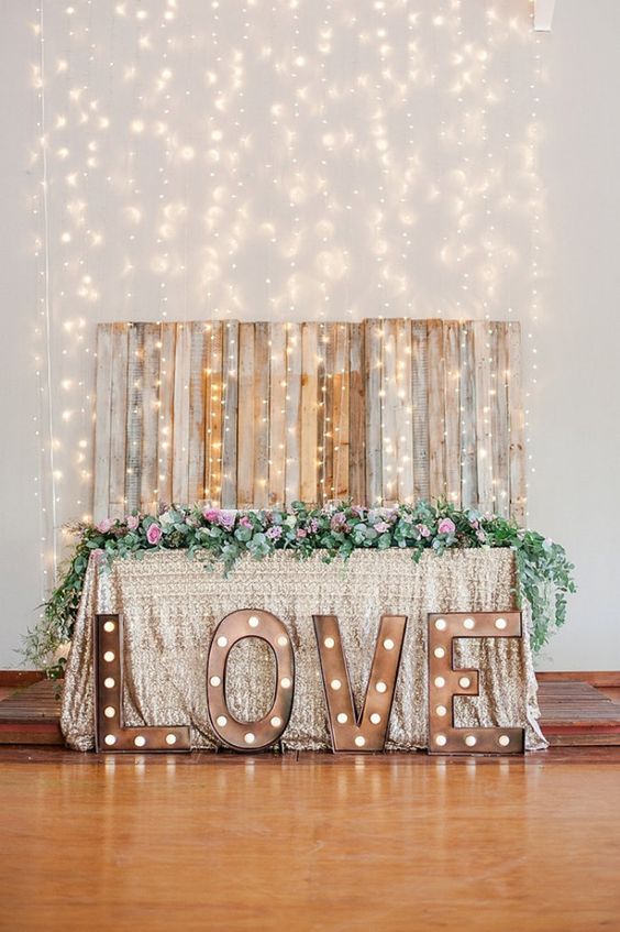 Top 20 Rustic Wedding Sweetheart Table Ideas 2024 4 Glitter Sweetheart Table Wedding Ideas - D'amor Photography