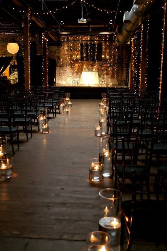 Industrial wedding ceremony decor idea