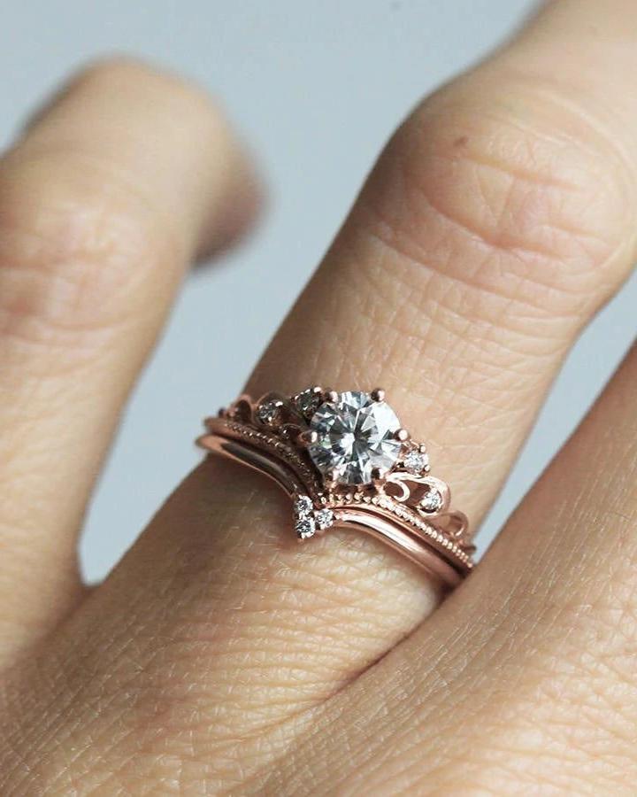 Moissanite Engagement Ring Set with Diamonds