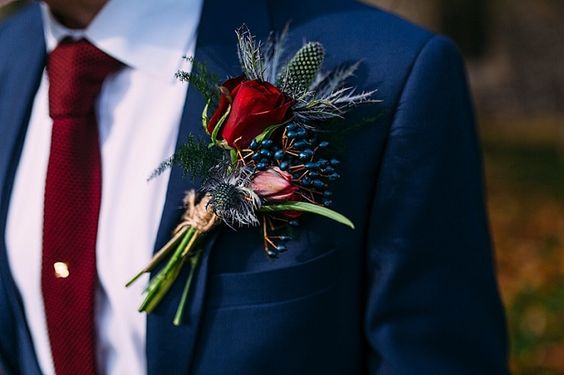 Plum, burgundy and navy blue wedding with gold accents for fall & winter wedding