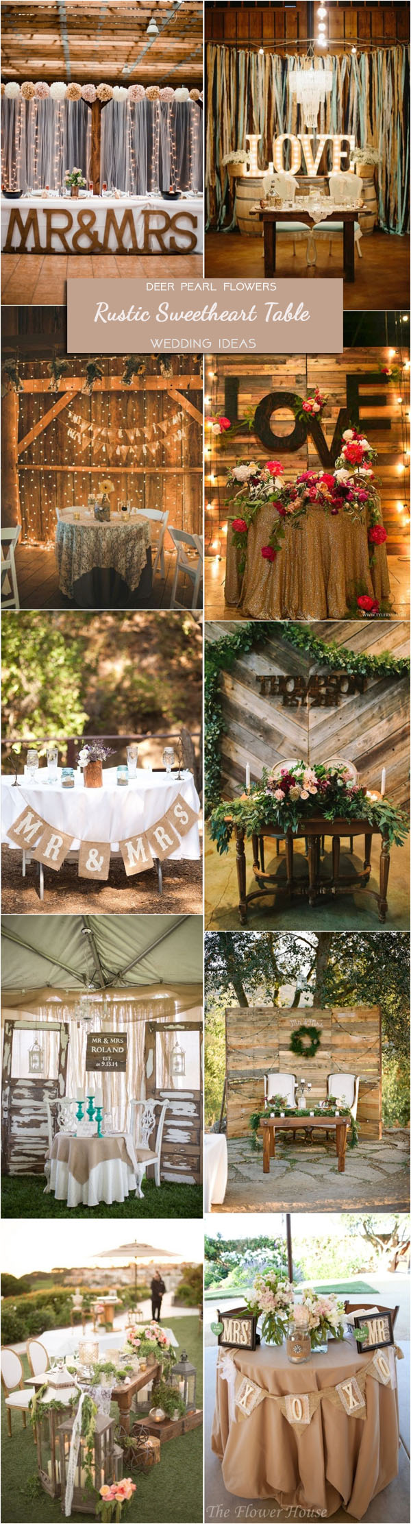 Rustic country wedding ideas - rustic sweetheart table decor for wedding reception