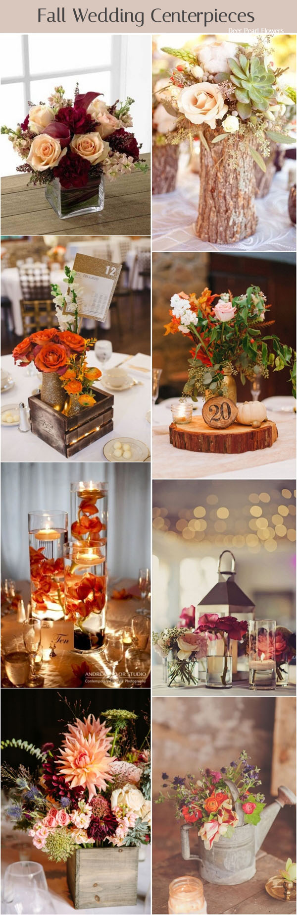 Rustic fall flower wedding centerpiece