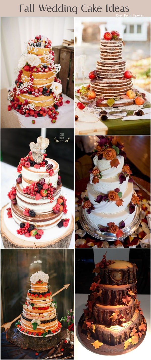 Rustic fall naked wedding cakes