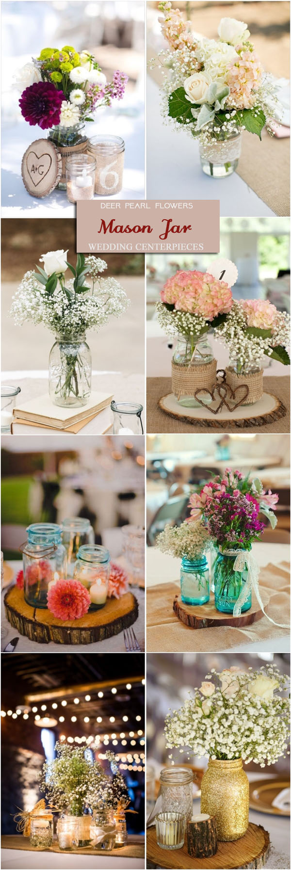 Rustic mason jar wedding centerpieces