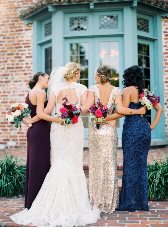 burgundy and navy bridesmaid dresses