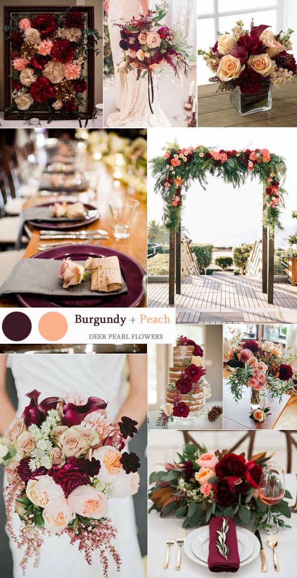 burgundy and peach fall wedding colors ideas