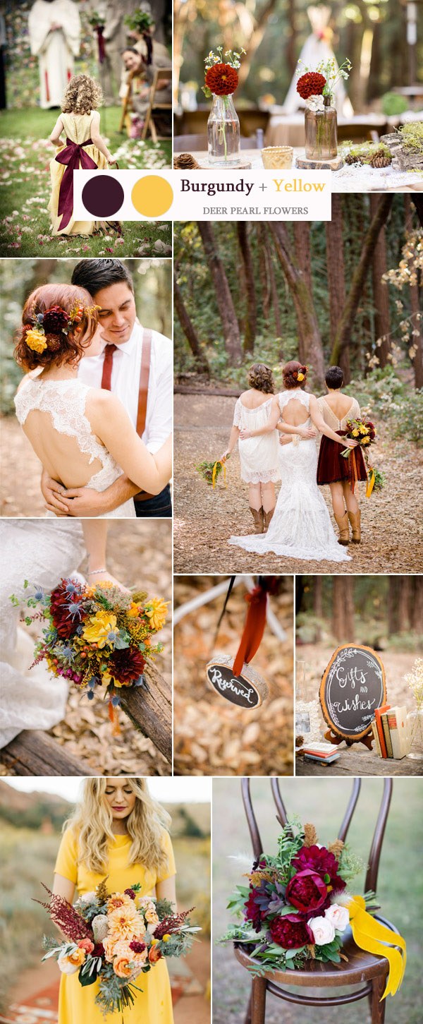 burgundy and yellow rustic wedding color ideas