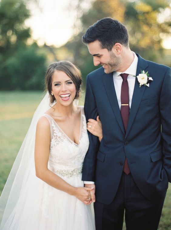 navy and burgundy wedding suit via Michelle Boyd Photography