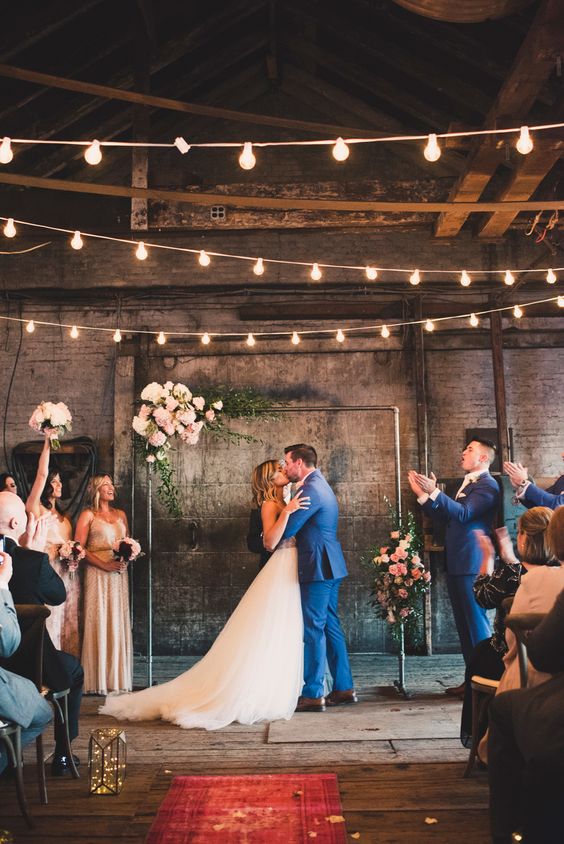 rustic country industrial wedding arch