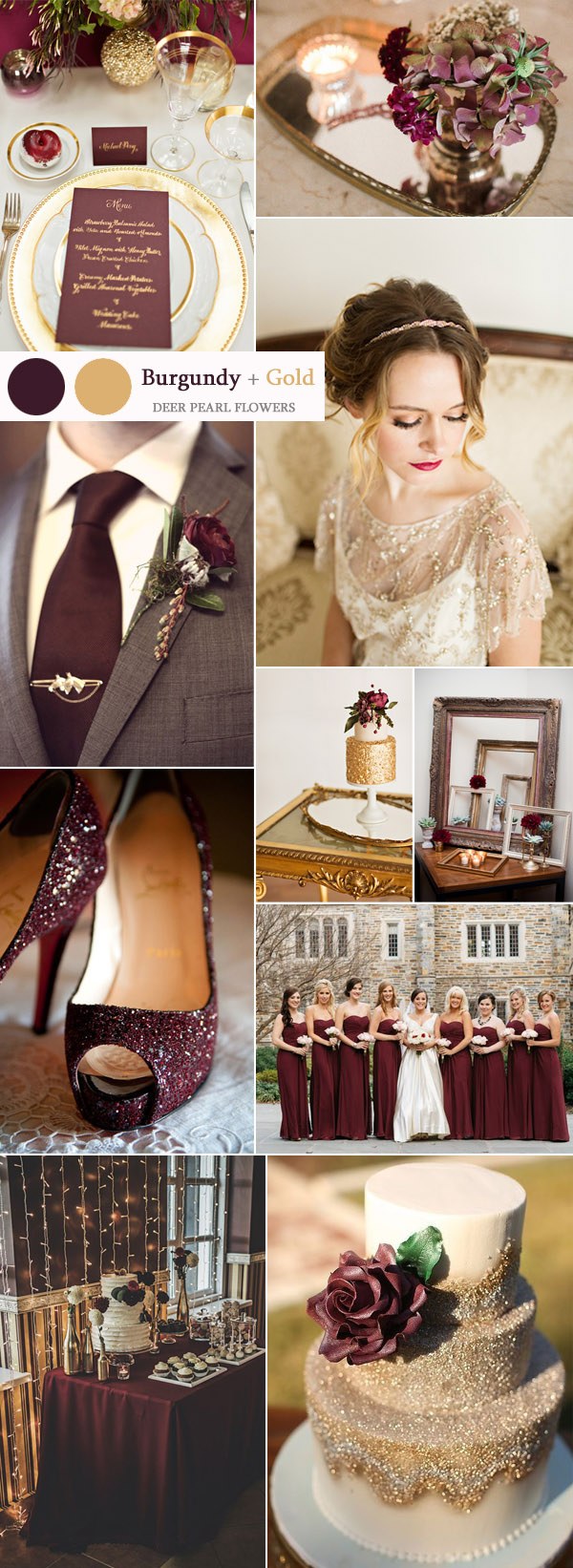 vintage burgundy and gold wedding ideas