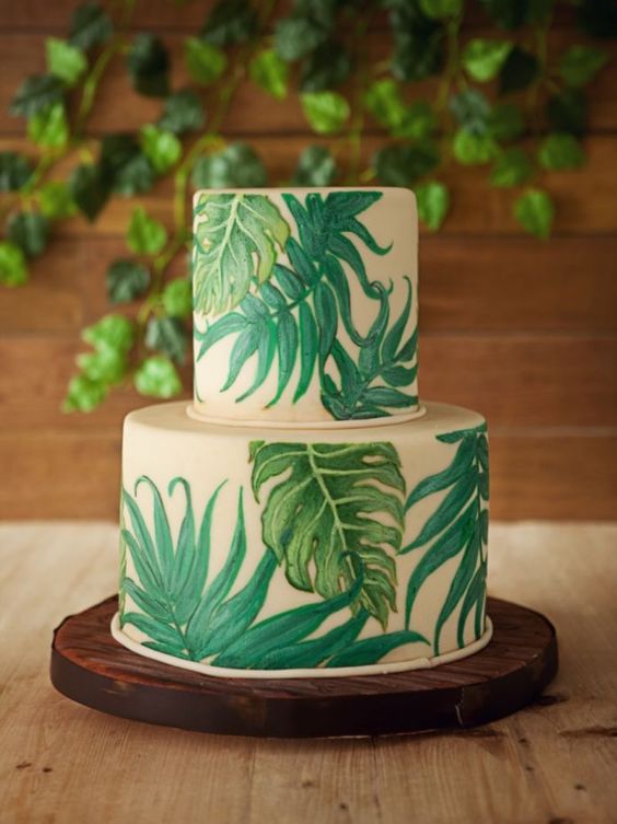 water color wedding cake for rustic wedding