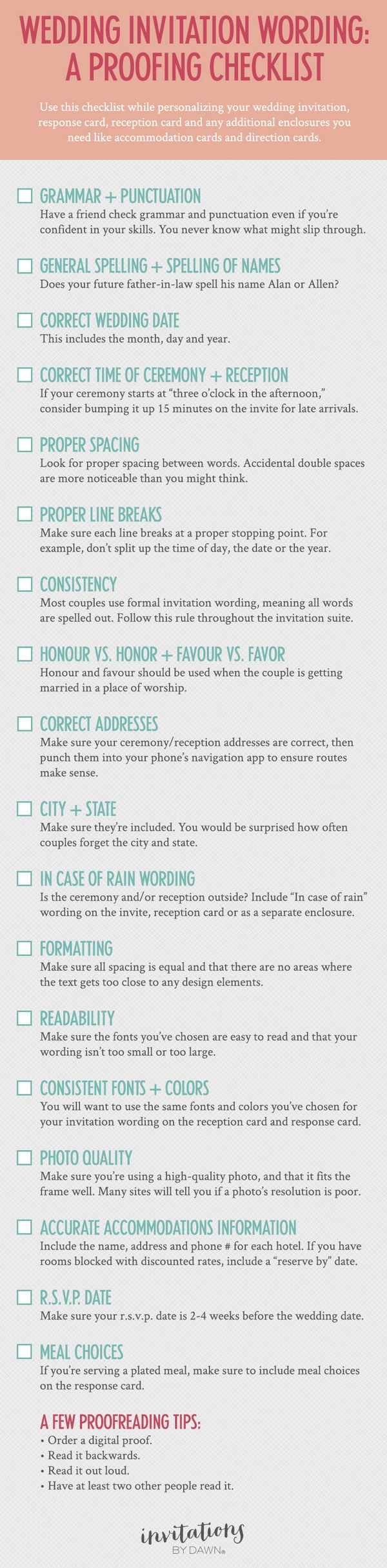 A Proofing Checklist for Wedding Invitations