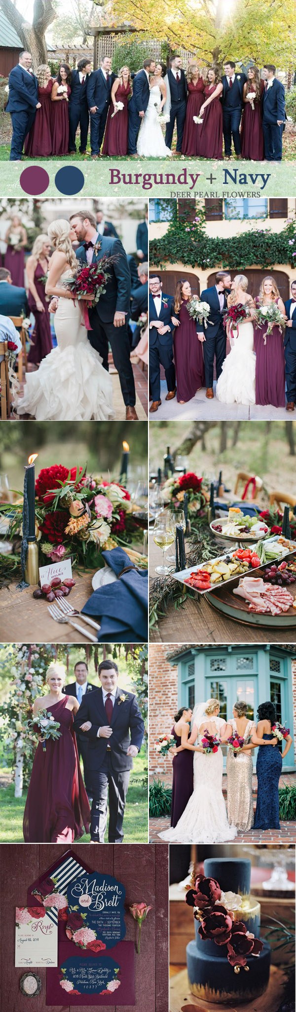 Burgundy And Navy Blue Wedding Bouquet