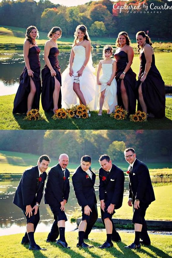Maid of honor hilariously photobombs her best friend's wedding photoshoot Funny wedding photograph for brides and their bridesmaids