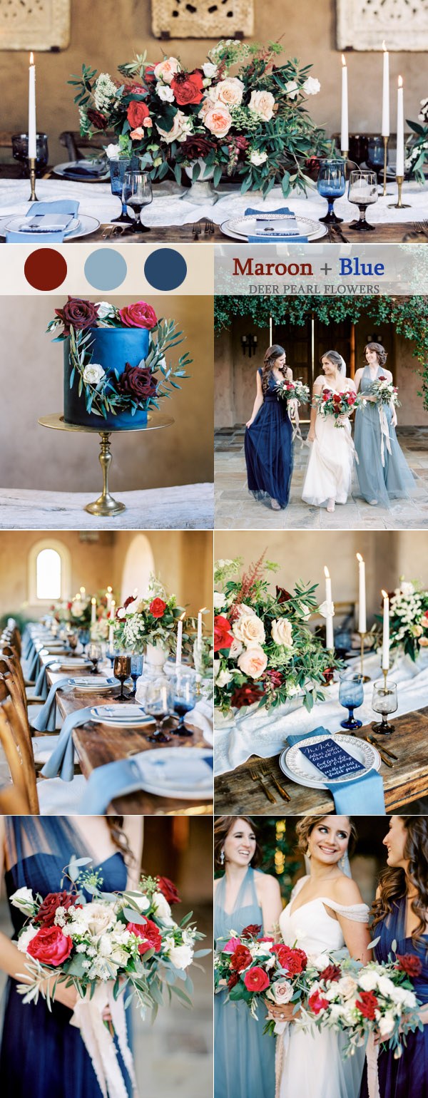 Maroon and blue fall wedding color ideas