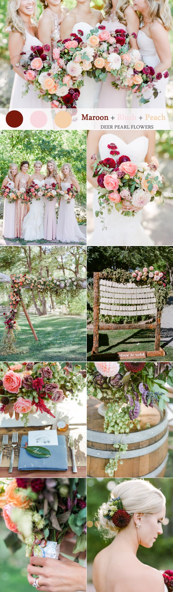 Maroon blush and peach wedding color ideas