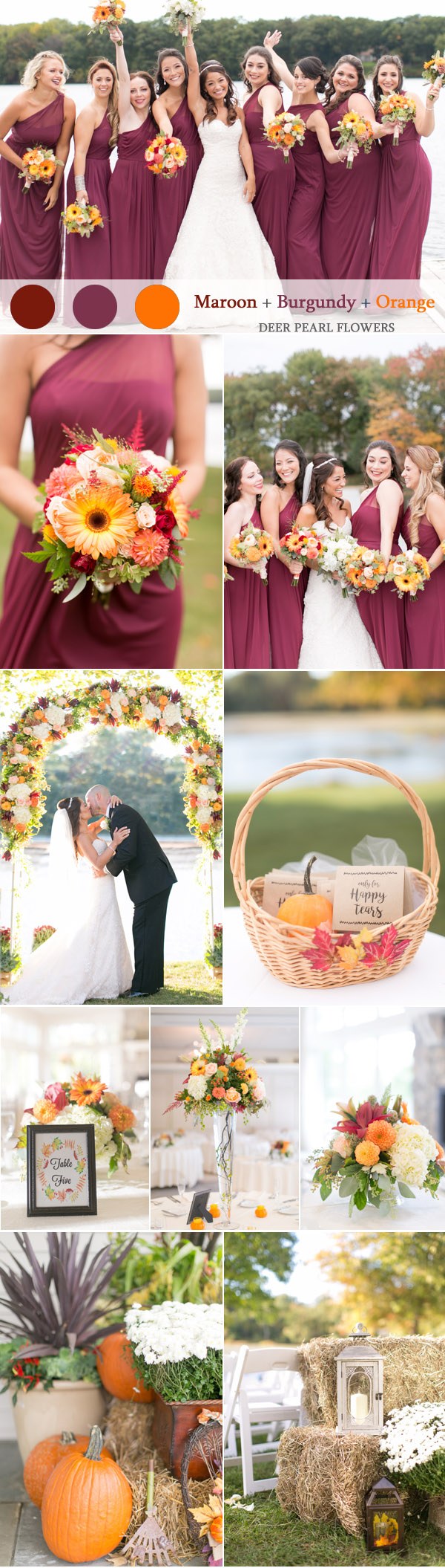 Maroon burgundy and orange fall wedding color ideas