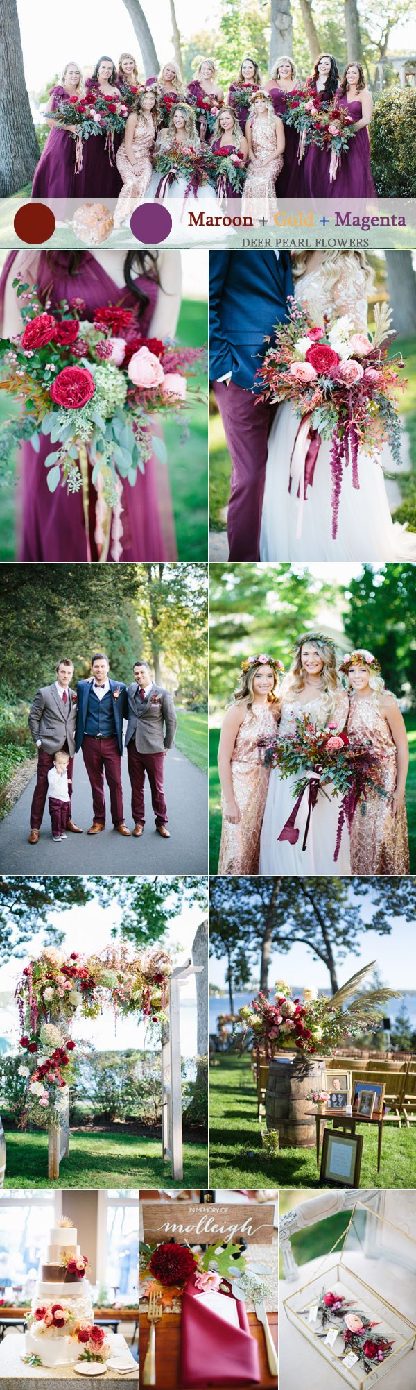Maroon gold and magent purple fall wedding color ideas