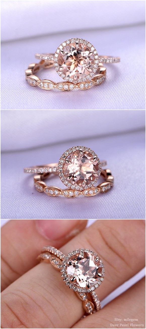 Natural morganite Engagement ring