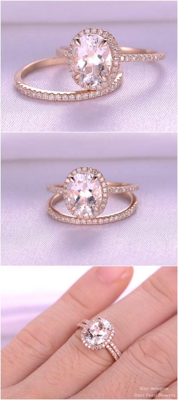 Gallery: Oval Cut pink Morganite Engagement ring - Deer Pearl Flowers 2023