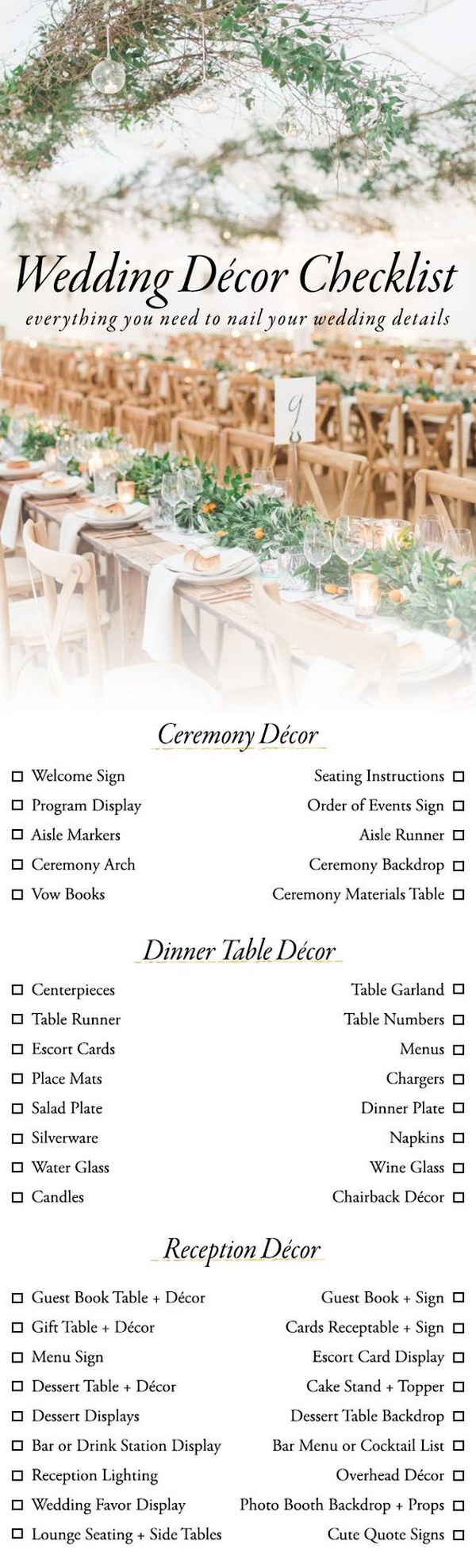 Use This Wedding Décor Checklist to Help You Nail Every Detail