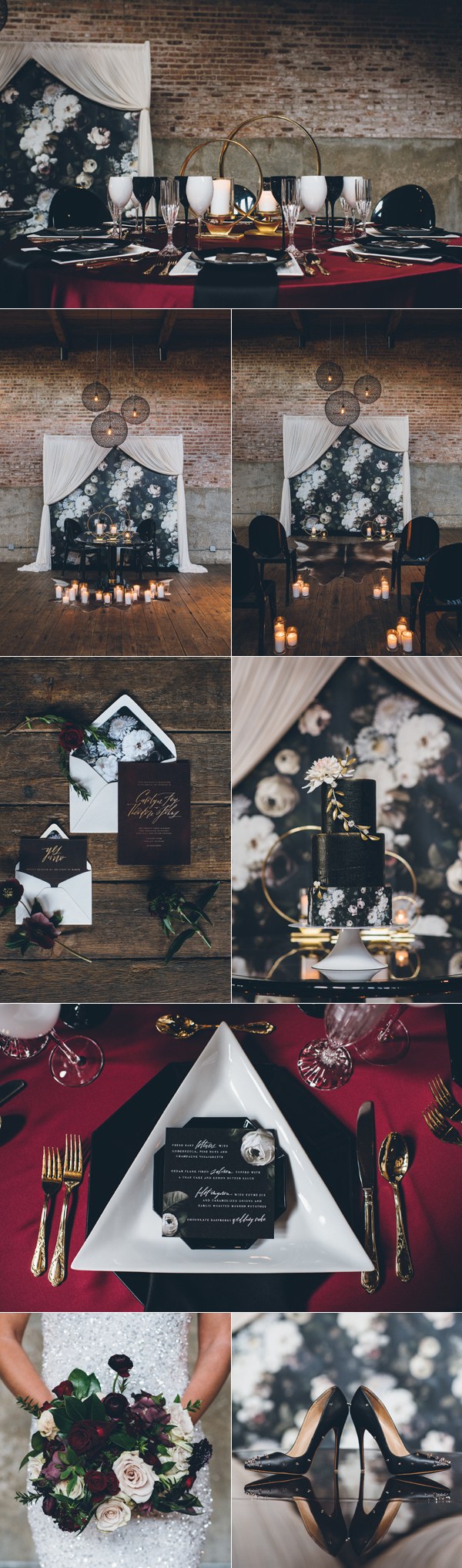 black white and gold industrial wedding ideas
