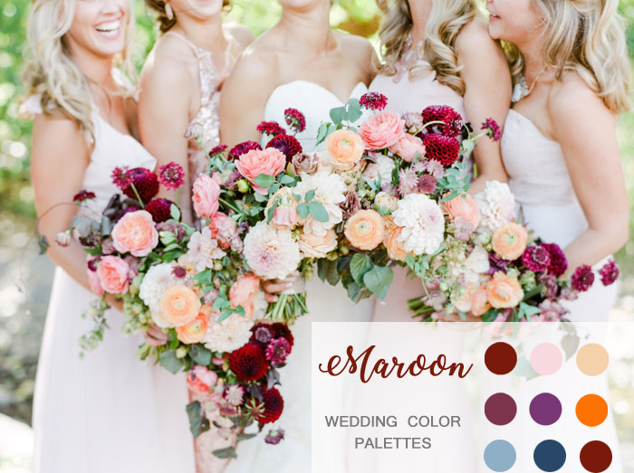 maroon wedding color palettes