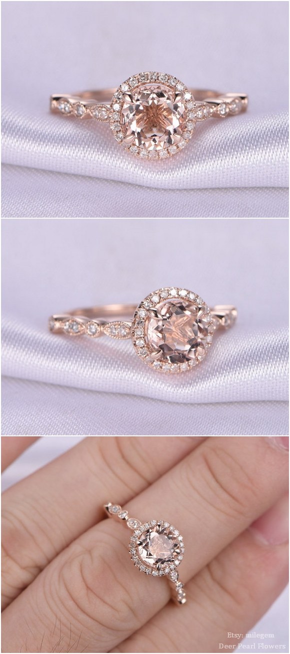 rose gold vintage floral engagement ring