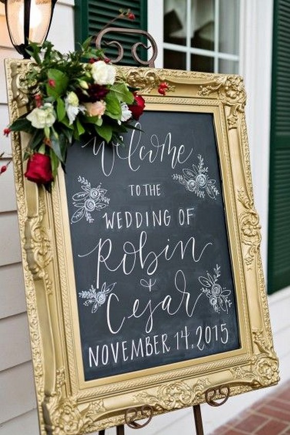 Gorgeous Gold Ceremony Welcome Sign