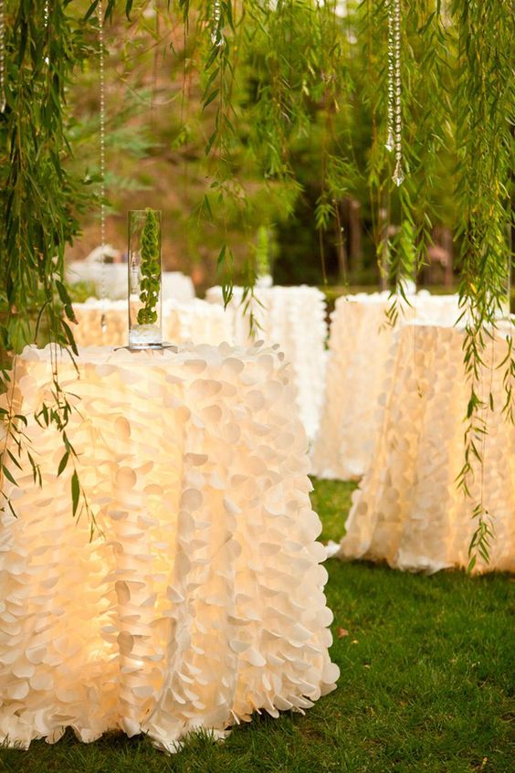 Outdoor wedding cocktail tables
