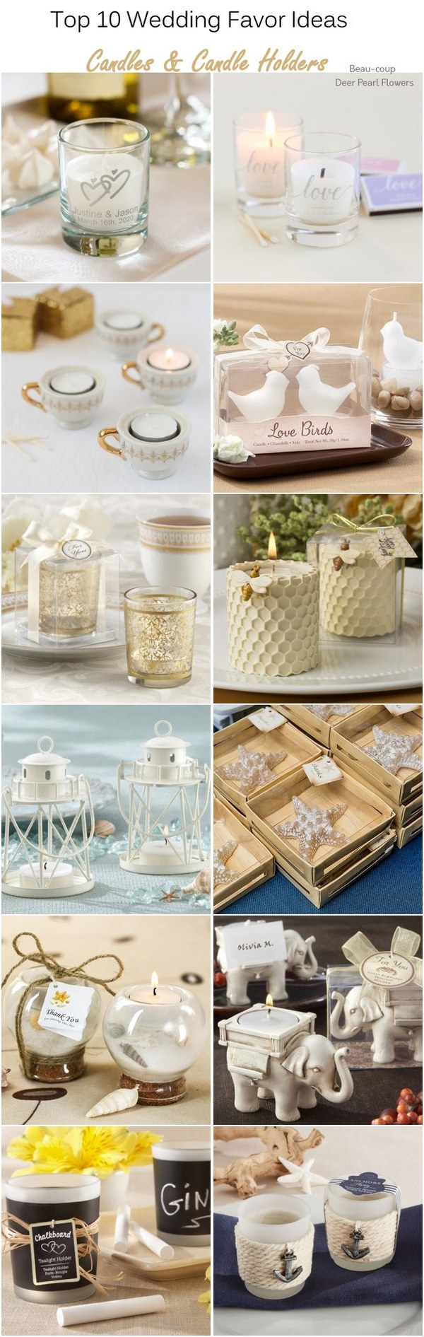 Wedding candle and candle holder favors