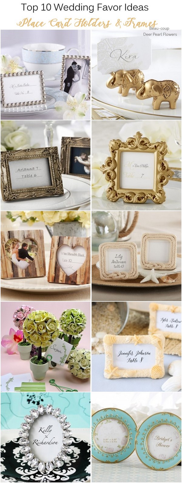 96 Beautifully Beaded Gold Wedding Place Card Holder Photo Frame Favors 