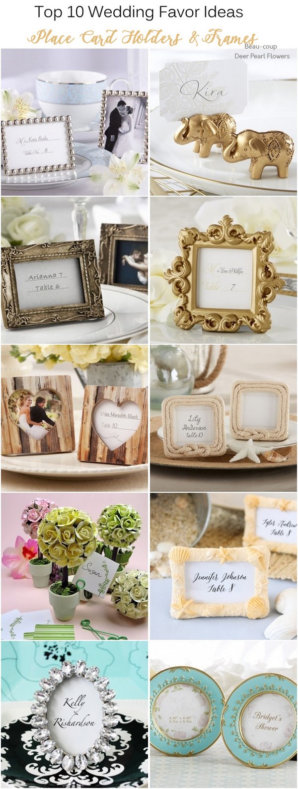 Wedding place card holders frames favors