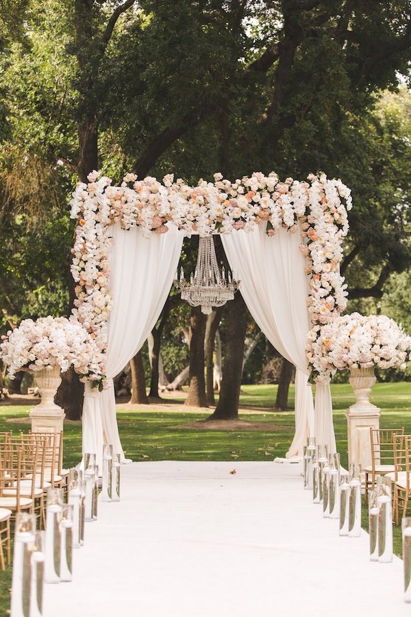 Top 20 Floral Wedding Arch Canopy Ideas 2 blush and peach orange wedding arch