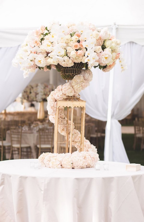 blush tall wedding centerpieces