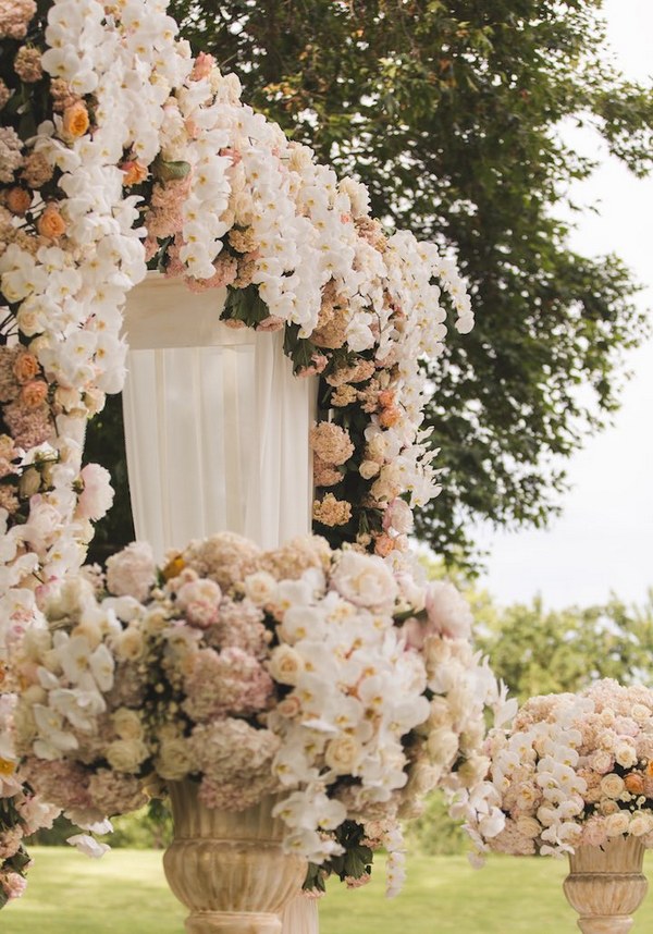 blush wedding flower arch