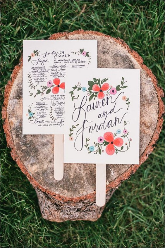 cute handmade wedding program fans