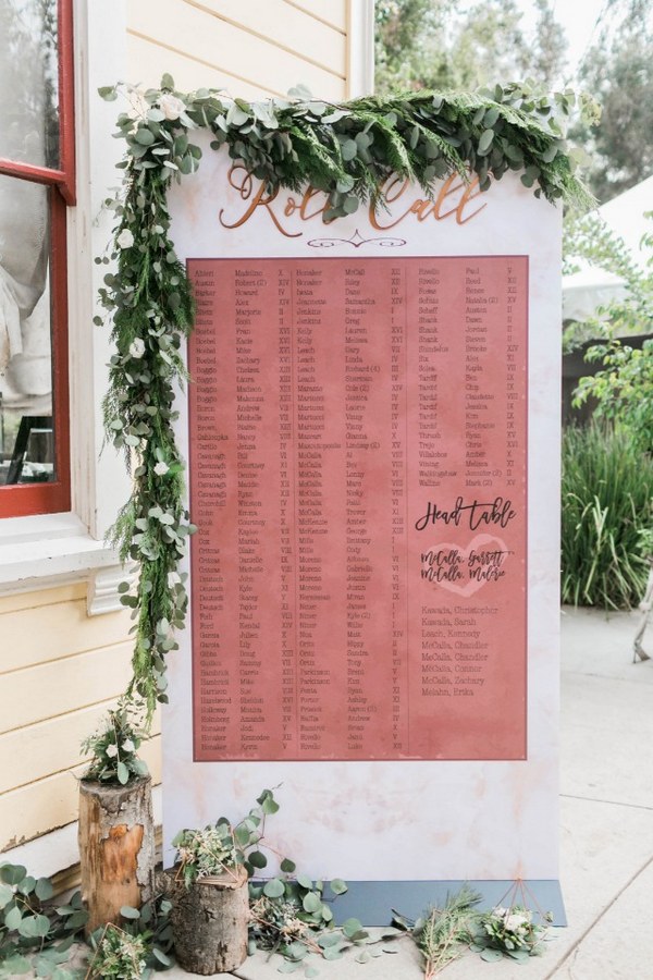 dusty rose and greenery wedding seating ideas